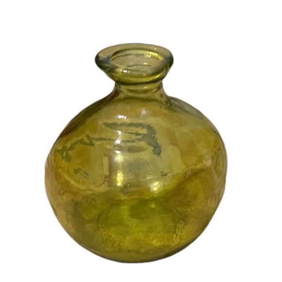 San Miguel Glass Vase Yellow Bulb Shaped Recycled - Picture 2 of 8
